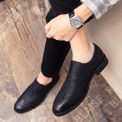 Soft leather pointed shoes men