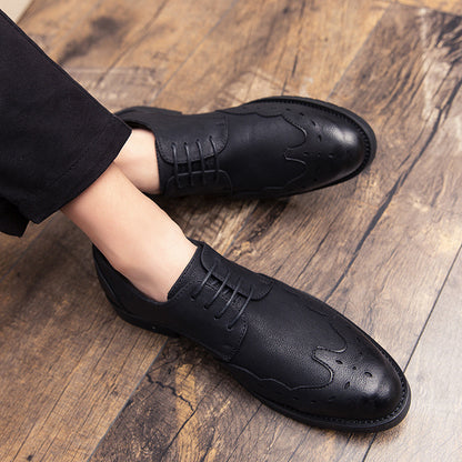 Soft leather pointed shoes men