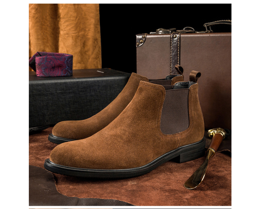 Men's Boots With Solid Color Light Sole And Cashmere