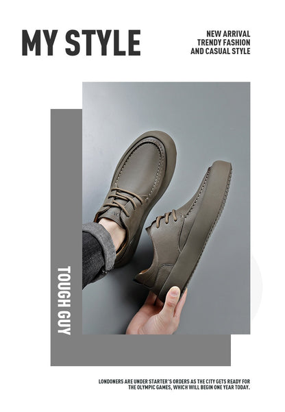 Men's Leather Flat Bottom Casual Sneakers