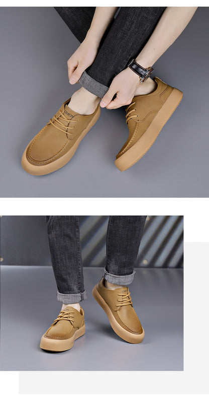 Men's Leather Flat Bottom Casual Sneakers