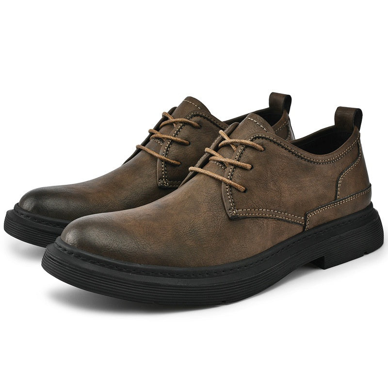 Men's Sewing Line Lace-up Casual Plus Size Leather Shoes