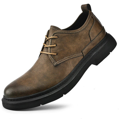 Men's Sewing Line Lace-up Casual Plus Size Leather Shoes