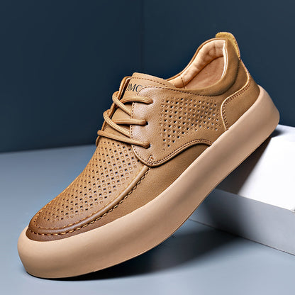 Men's Leather Flat Bottom Casual Sneakers