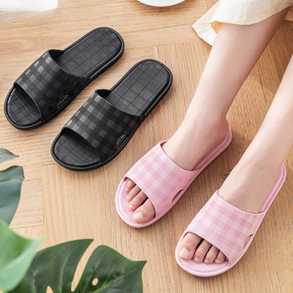 Cute Plaid Print Home Slippers Soft Sole Non-slip Floor Bathroom Shower Slippers For Women And Men House Shoes