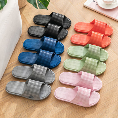 Cute Plaid Print Home Slippers Soft Sole Non-slip Floor Bathroom Shower Slippers For Women And Men House Shoes