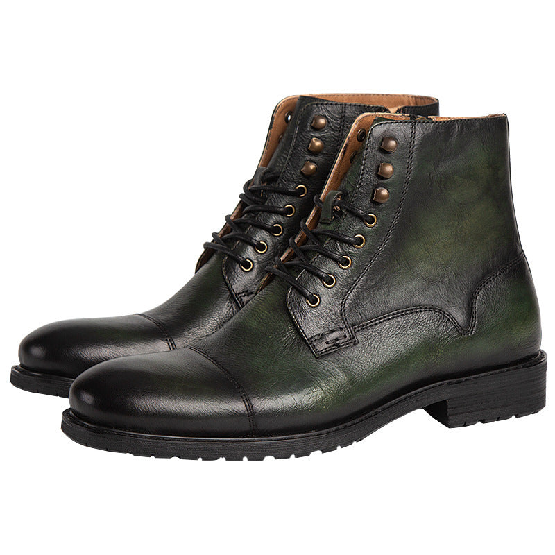 British Style Men's Mid-high Leather Martin Boots