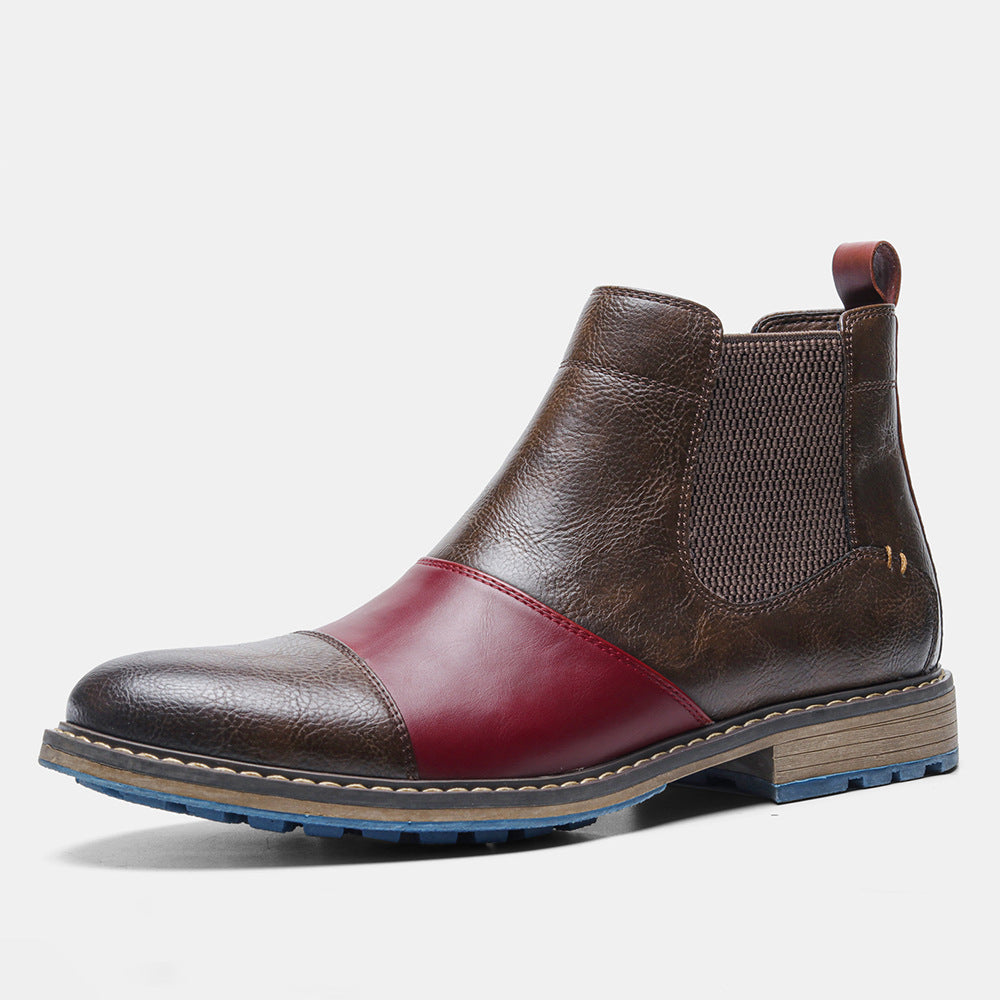 Men's Patchwork Chelsea High Barrel Boots