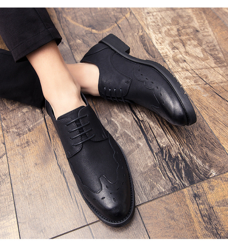 Soft leather pointed shoes men