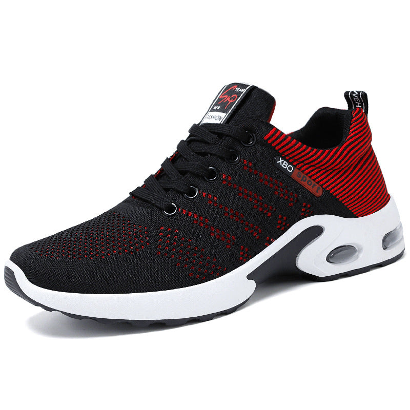 Fashion Mesh Shoes With Striped Design Men Outdoor Breathable  Lace-up Sneakers Casual Lightweight Running Sports Shoes For Men