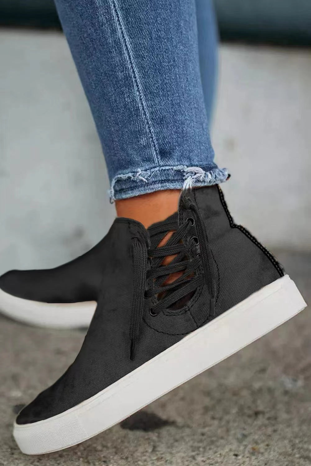 Flat Casual Canvas Shoes Hollow Out Tied