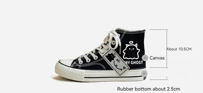 Black Graffiti Casual Canvas Shoes For Students