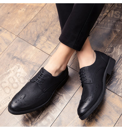 Soft leather pointed shoes men