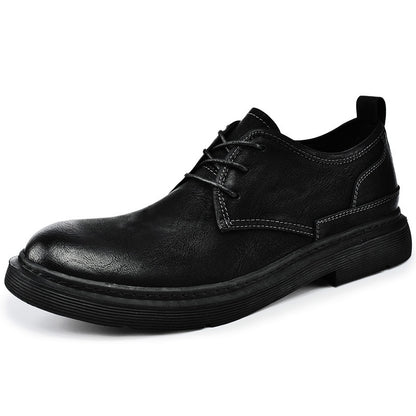 Men's Sewing Line Lace-up Casual Plus Size Leather Shoes