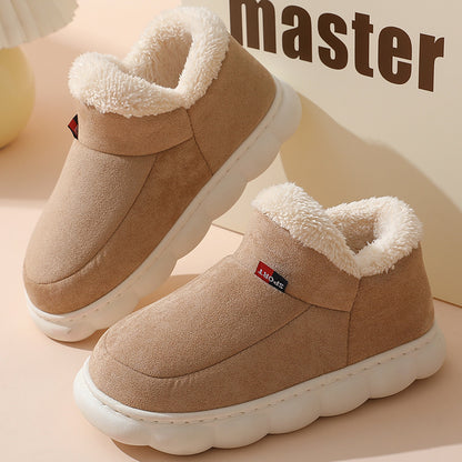 Couples Cotton Shoes Winter Wear Bag Heel Fleece-lined Indoor Warm