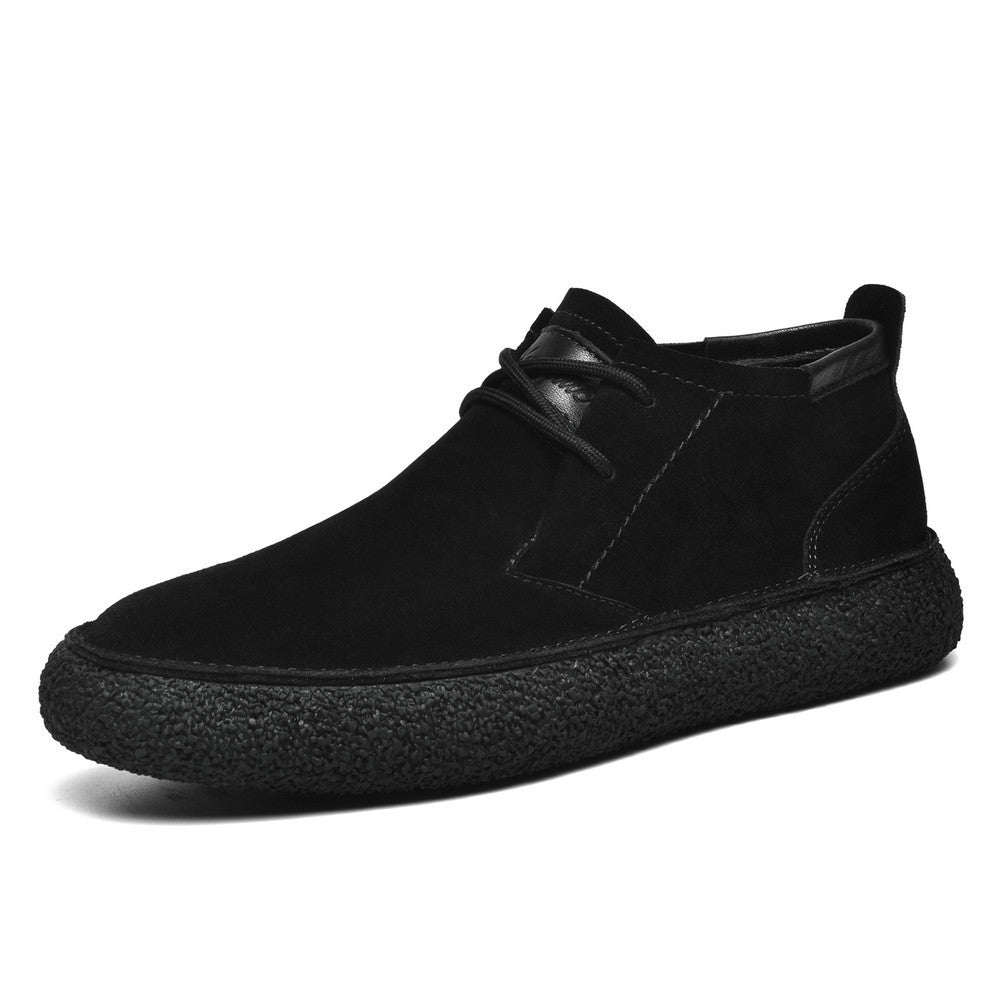 Matte Leather Mercerized Suede Leather Mid-top Board Shoes Men