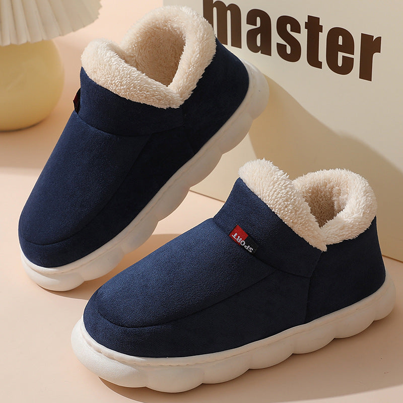 Couples Cotton Shoes Winter Wear Bag Heel Fleece-lined Indoor Warm