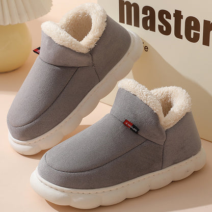 Couples Cotton Shoes Winter Wear Bag Heel Fleece-lined Indoor Warm