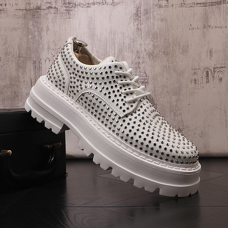 Men's Fashion Design Rivet Leather Shoes Platform Casual Shoes