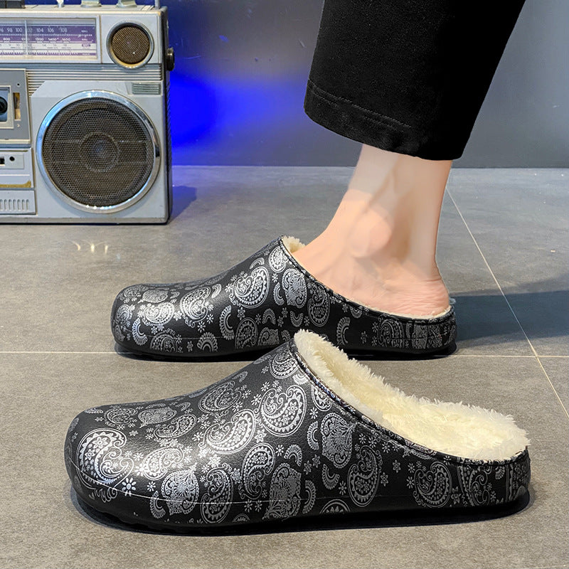 Autumn And Winter Indoor Non-slip Household Fleece-lined Warm Men's Slippers