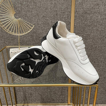 Leather Sports Casual Shoes White Shoes Four Seasons Raise The Bottom Dad Shoes