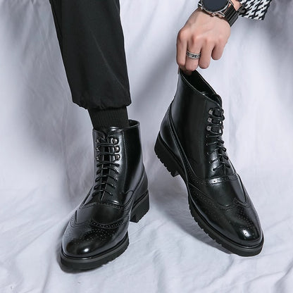 Mens Fashion Thick Sole Mid Top Work Shoes