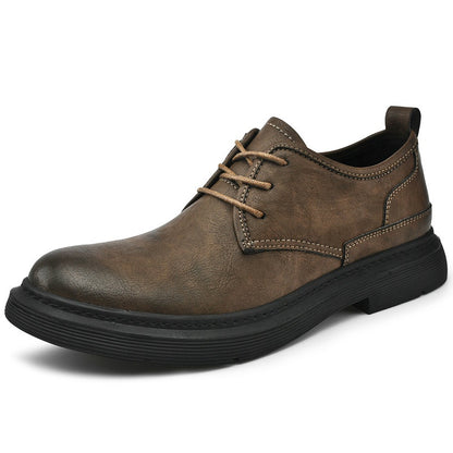 Men's Sewing Line Lace-up Casual Plus Size Leather Shoes